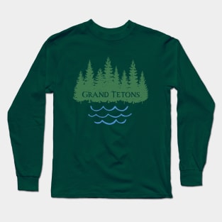 Grand Teton National Park WY Hiking Camping Tree Graphic Long Sleeve T-Shirt